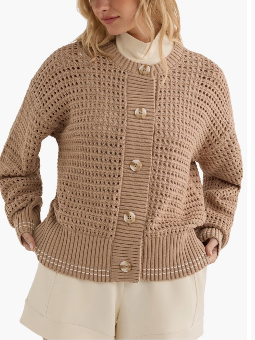 Varley Open Stitch Cardigan Size Small